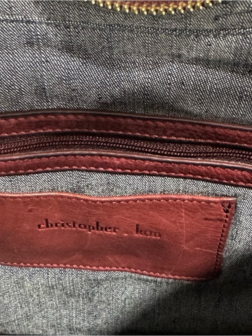 Christopher Kon Maroon Leather Hobo Bag - Pleated Slouchy Shoulder Purse - Picture 9 of 15
